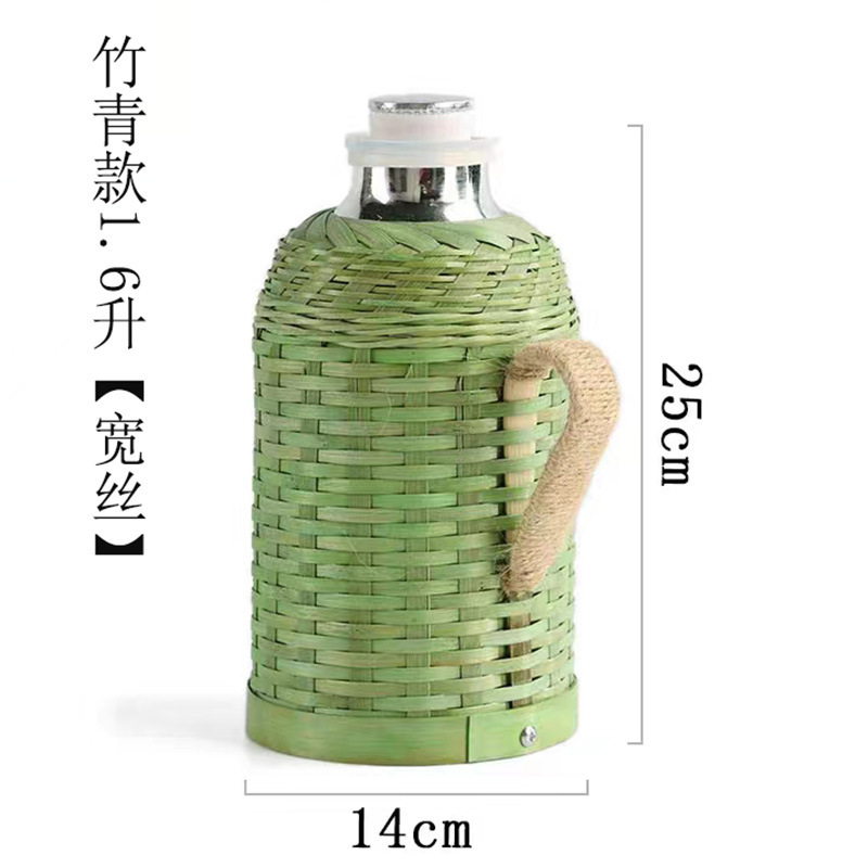 竹編み湯沸かし器家庭用手作り伝統紫竹編み花中国式レトロ茶室レストラン大容量保温ポット|undefined