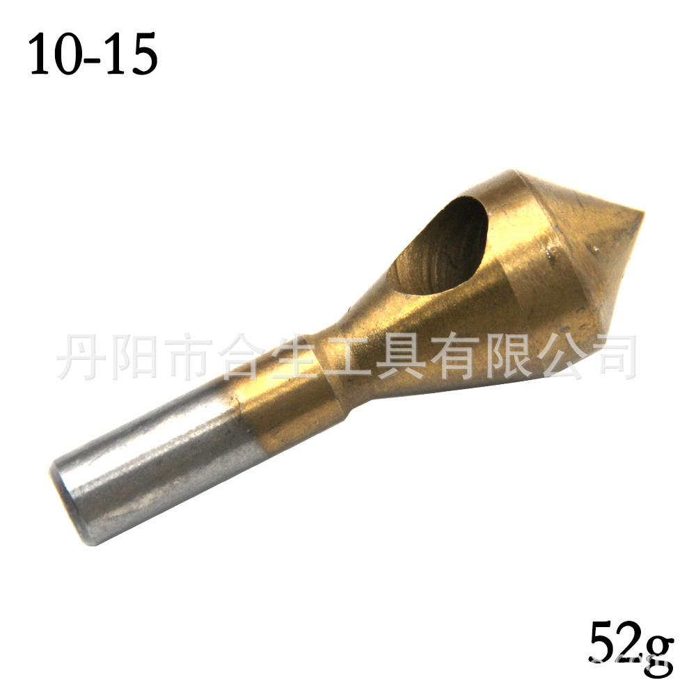 Fábrica al por mayor de 4 piezas de acero de alta velocidad Chapado en titanio agujero oblicuo Dispositivo de biselado eliminación interna de virutas biselado desbarbado traje de perforación