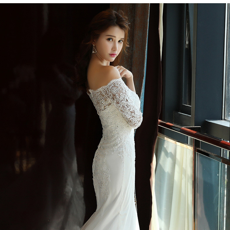 Wedding Dress 2025 New Bridal One-Shoulder Waist Slimming Look Fishtail Small Tail Dreamy Wedding Dress