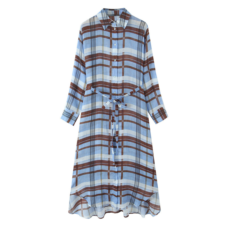 European and American Export Wholesale 2025 Autum New Women's Casual Series Ramie Shirt Dress M1-23137