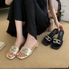 ~ 坡跟拖鞋女外穿夏季新款法式复古人字凉拖仙女风度假厚底方头凉
