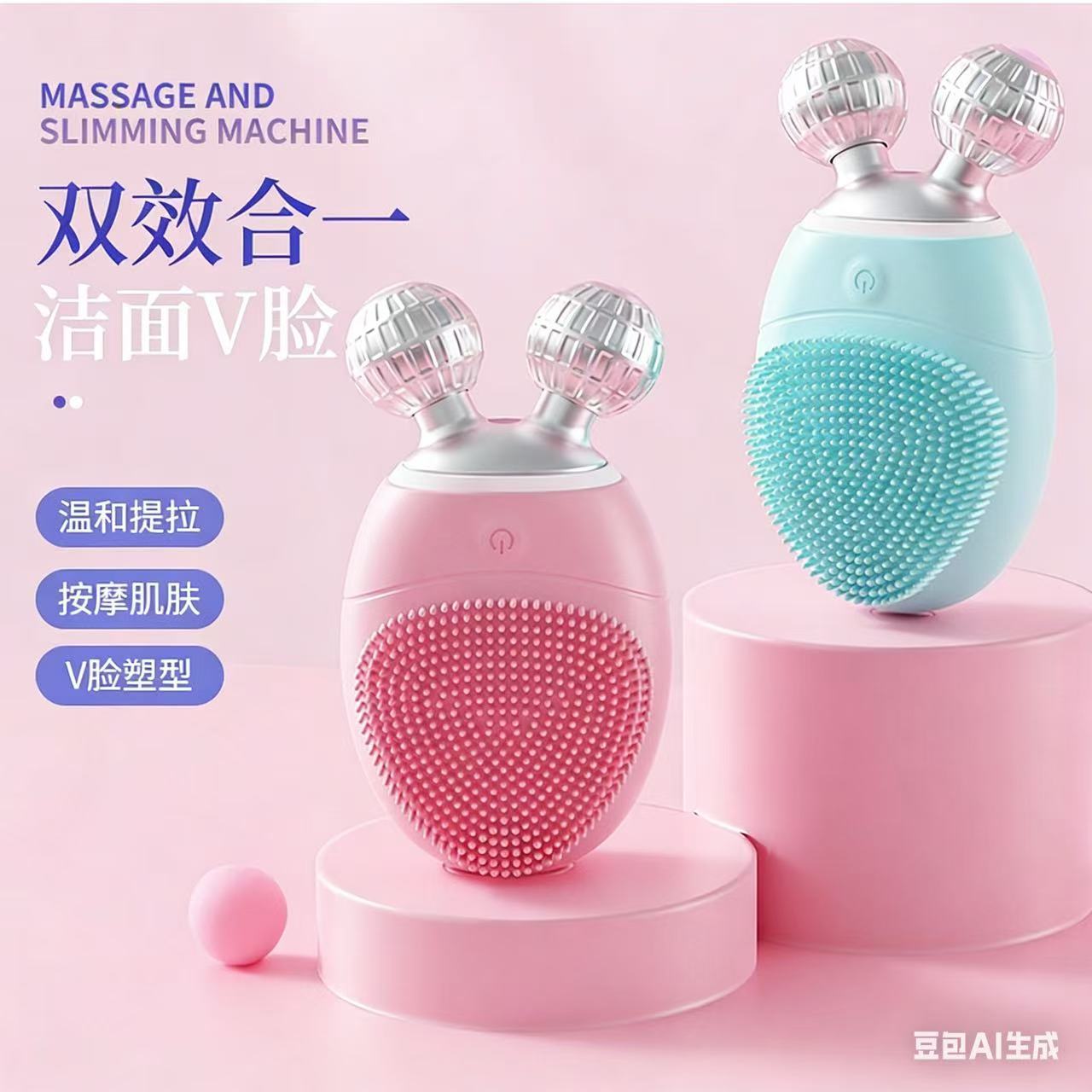 Electric Silicone Facial Cleansing Device with 3D Roller Design for Lifting and Massaging Facial Contours, Cleaning the Face, and Reducing Blackheads