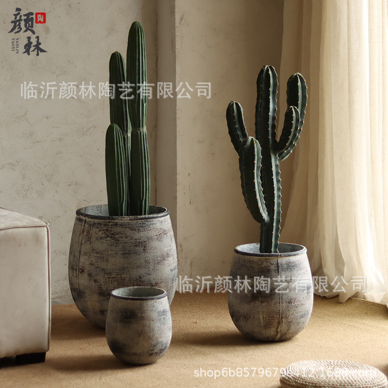 Simple y creativo maceta de flores de cemento sala de estar verde interior balcón patio plantación de flores de piso centro comercial hotel decoración maceta