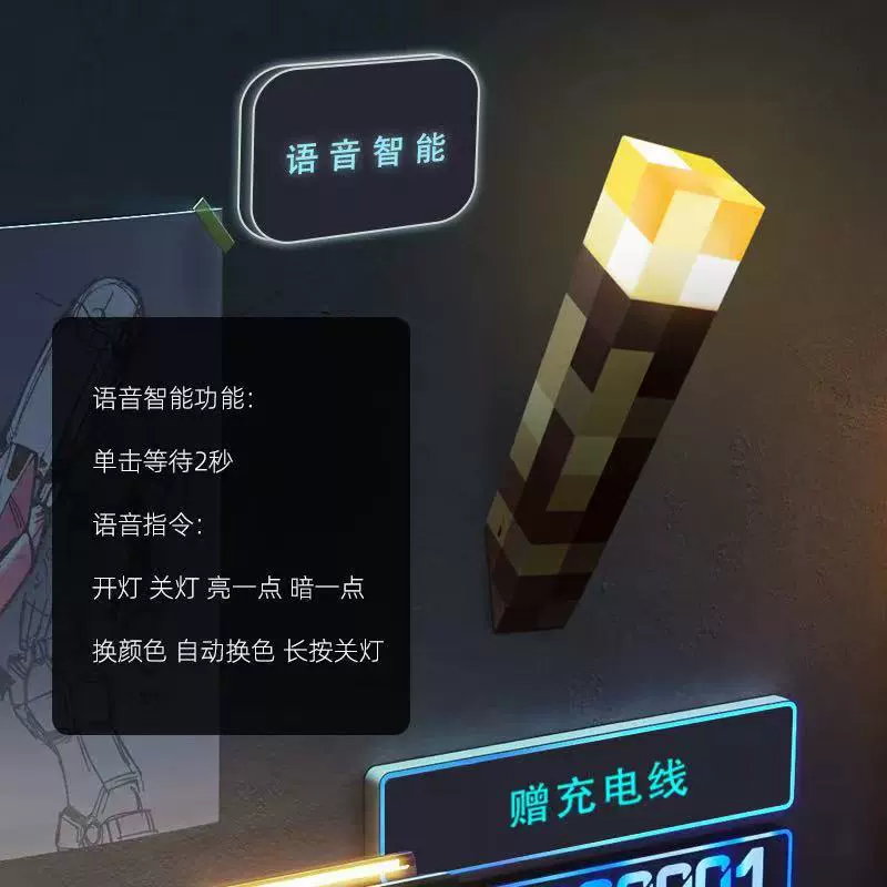 Color‑changing mining ore lamp night light, rechargeable, multi‑mode gift models (keychain, bottle, torch)