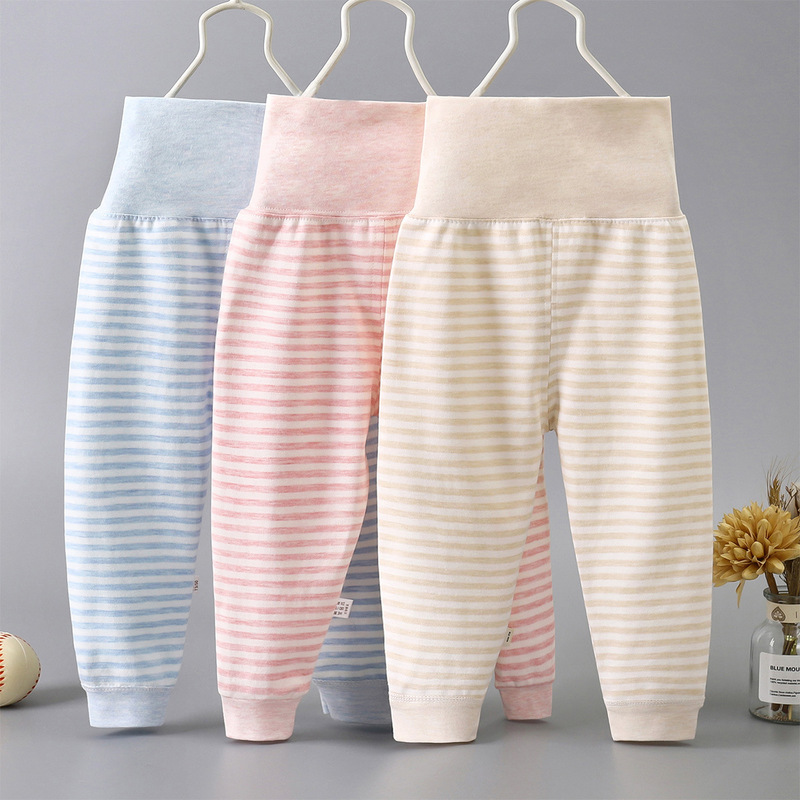 Spring and Autumn Baby's High Waist Belly Protecting Single Pants Baby's Colored Cotton Pants Newborn's Open Crotch Pants Base Single Pants