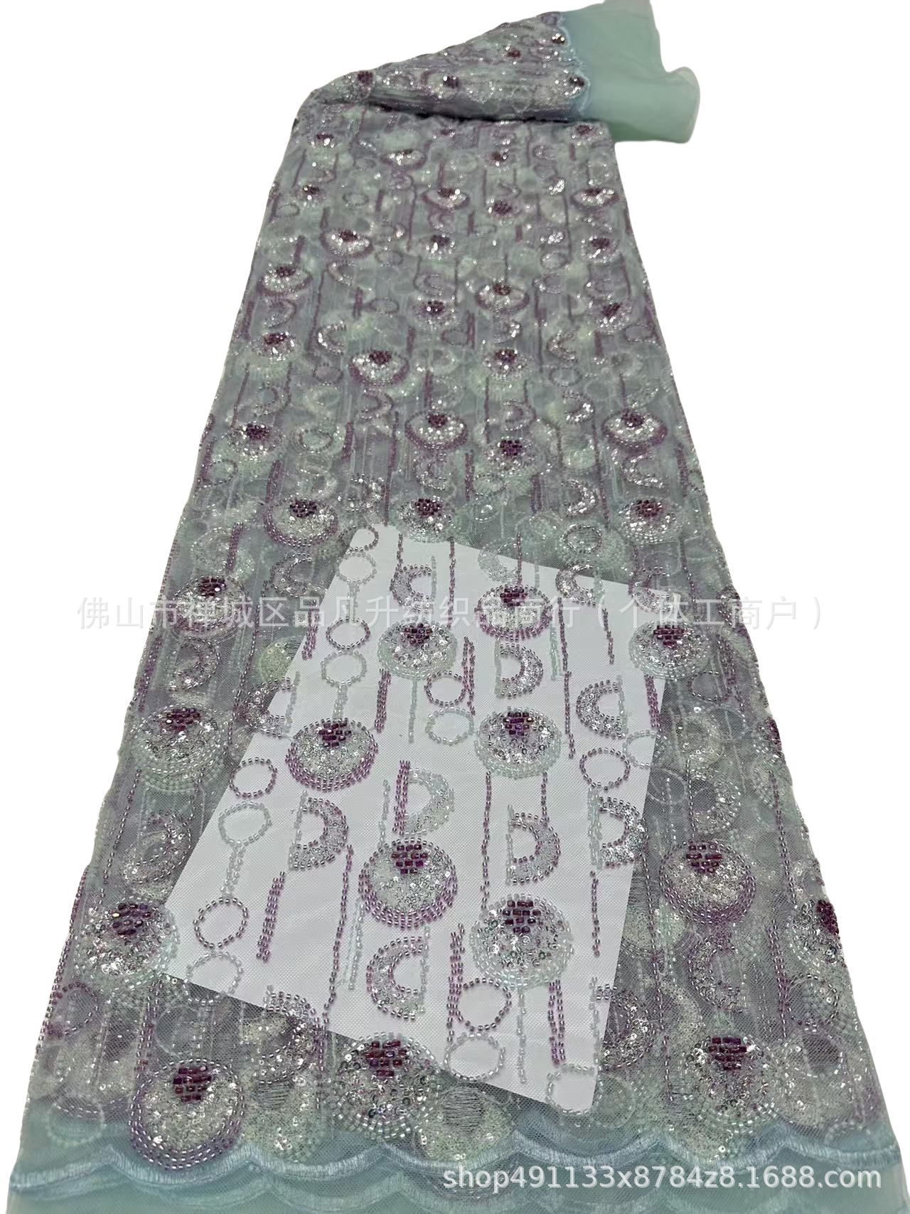 Tubo de perlas bordado sequinilla tela de bordado red de trabajo pesado vestido de boda tela de noche ropa de moda de teatro tela