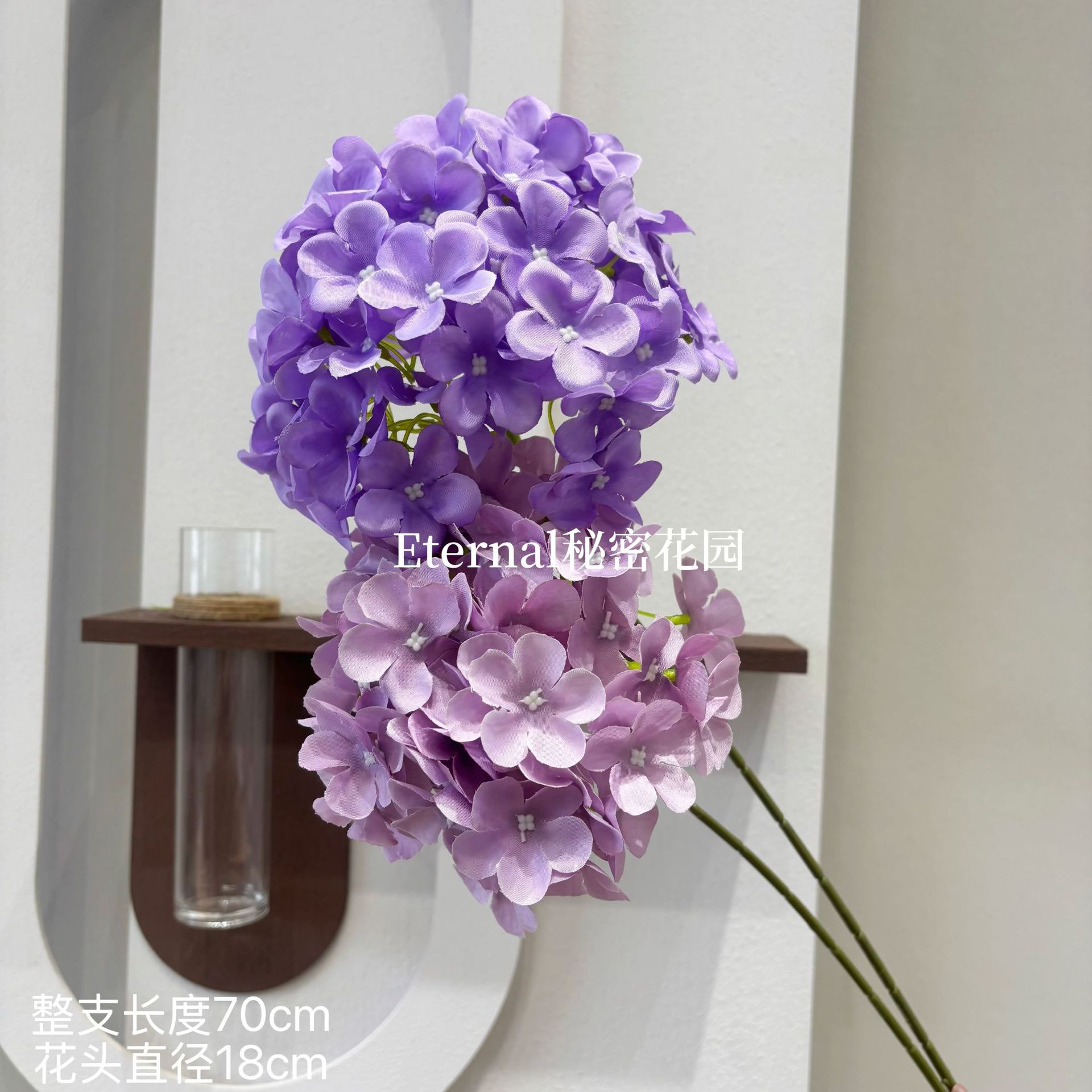 Flores de simulación de hortenida de una sola ramita grande de hortenida pipita de flores de pared de flores de filas de flores que guían el salón de bodas de flores al por mayor de bodas transfronterizas
