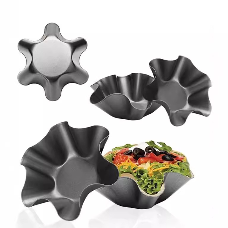 Carbon steel Mexican corn tortilla taco baking mold skillet taco pan floral non-stick thickened salad baking bowl