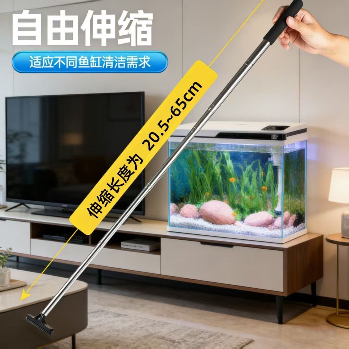 Stainless Steel Telescopic Rearview Mirror Squeegee 22-65cm Car Window Defogger Aquarium Cleaning Scraper key features