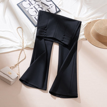 黑色微喇裤女2025秋冬季新款修身高腰显瘦简约时尚百搭休闲喇叭裤