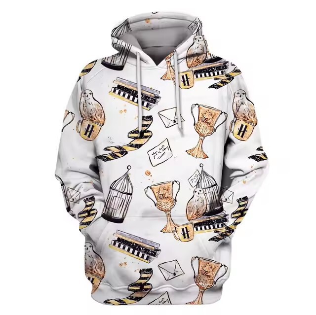 Hoodie Men's Hoodie fleece-lined Fashion Men's Hoodie 3D Digital Printing Red Owl College Cross-border Foreign Trade