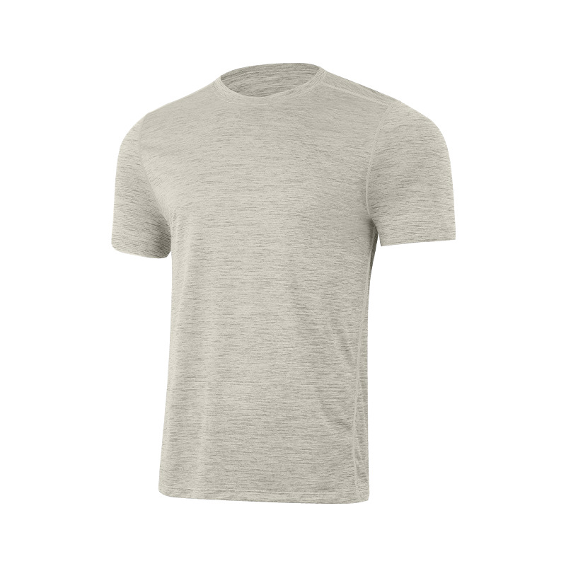Camiseta elástica gris delgada de secado rápido hombre de manga corta de cuello redondo ropa deportiva de correr al aire libre succión de sudor ropa de ejercicio transpirable