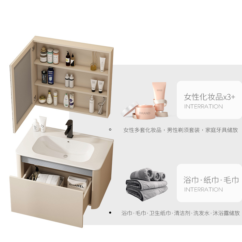 Cajón de abeja de aire de crema gabinete de baño cerámica pequeña casa en una bañera lavabo lavabo