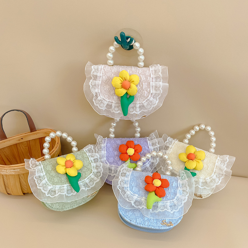 Nuevo bolso de los niños lindo pequeña flor exquisito mini monedero moda princesa bolso de estilo occidental bolsa de mensajero