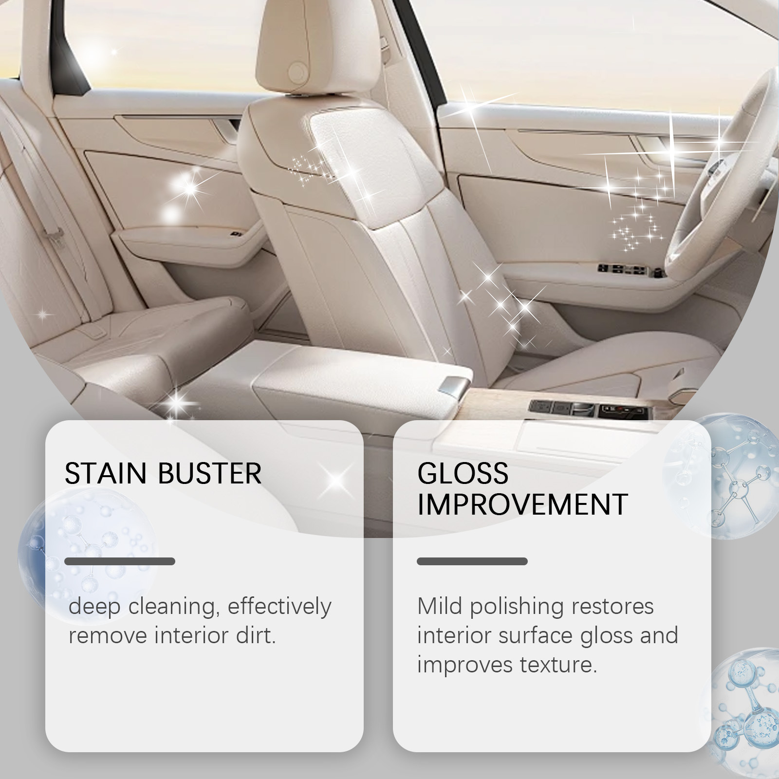 Auto putu tīrītājs Auto salona apkopes dekontaminācija Ūdensizturīgas apkopes tīrīšanas putas_voghion.com