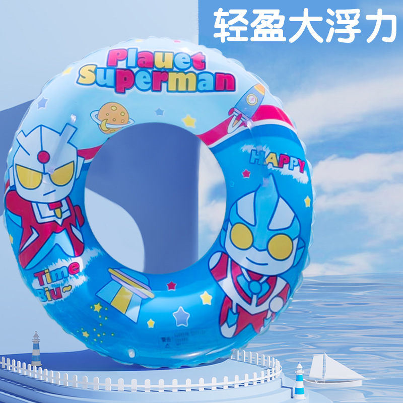 Anillo de natación engrosado para niños anillo axilar anti-rollback para niños niñas principiantes bebé dibujos animados anillo salvavidas inflable