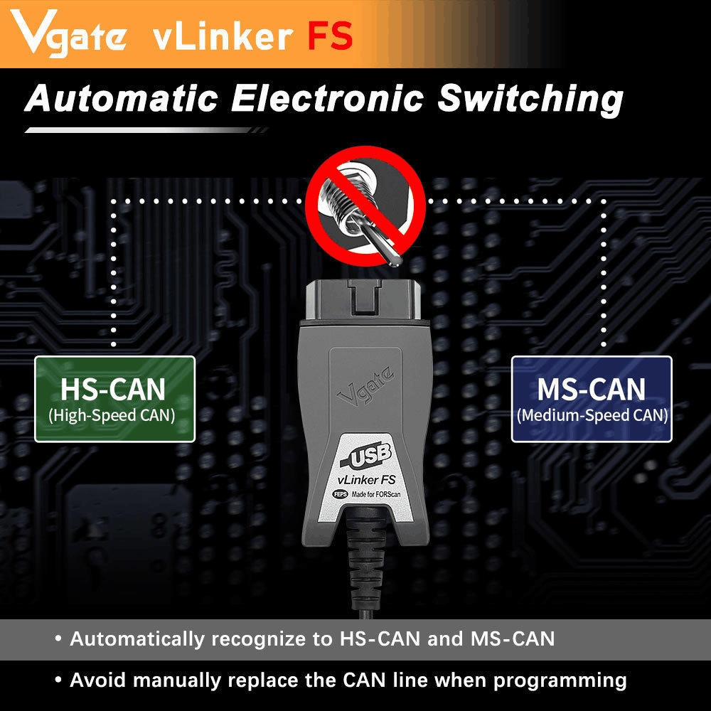Vgate vLinker FS ELM327 HS/MS-CAN OBD2 Ford Mazda Fault Detector