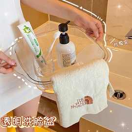 透明洗脸盆家用女生ins风高颜值方形塑料盆卫生间学生宿舍小脸盆