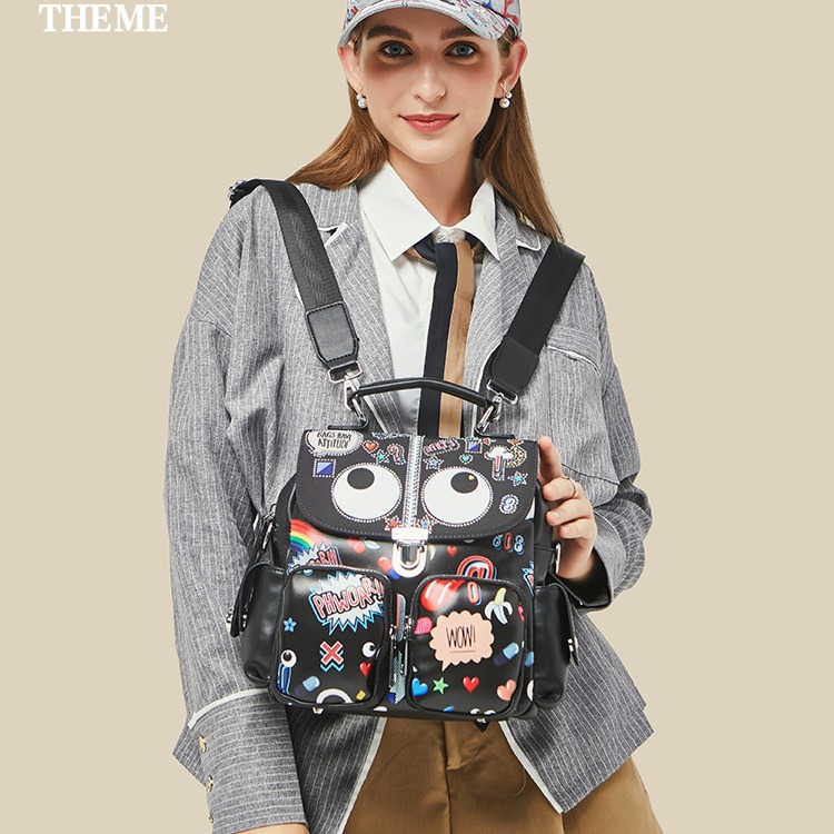 Bolso para mujer, mochila estampada nueva de 2022, bolso de viaje versátil a la moda, mochila escolar impermeable de gran capacidad, mochila 1750 #