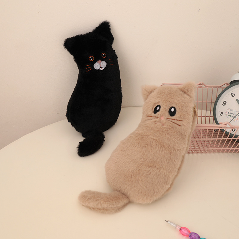 日本のかわいい猫鉛筆バッグクリエイティブ漫画ぬいぐるみ化粧品バッグ雑貨収納袋中学生ぬいぐるみ文具箱|undefined