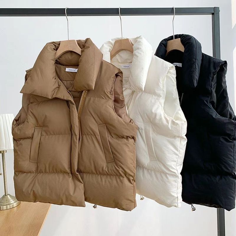 Cotton Vest for Women 2024 Autumn and Winter K-Style Small Fragrant Style Stand Collar New Sleeveless Cotton Vest Outer Wear Vest Jacket Trendy Cotton Vest for Women 2024 Autumn and Winter K-Style Small Fragrant Style Stand Collar New Sleeveless Cotton Vest Outer Wear Vest Jacket Trendy