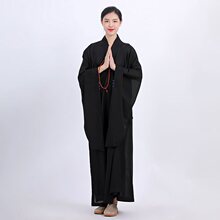 和尚服台麻海青居士服女男款海清僧服僧衣长袍大褂四季不透明色