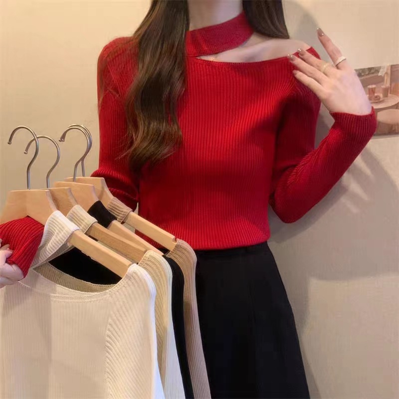 Turtleneck Sweater Women's Inner Wear Long Sleeve 2025 Spring New Sexy Off-Shoulder Slim Pullover Bottoming Sweater