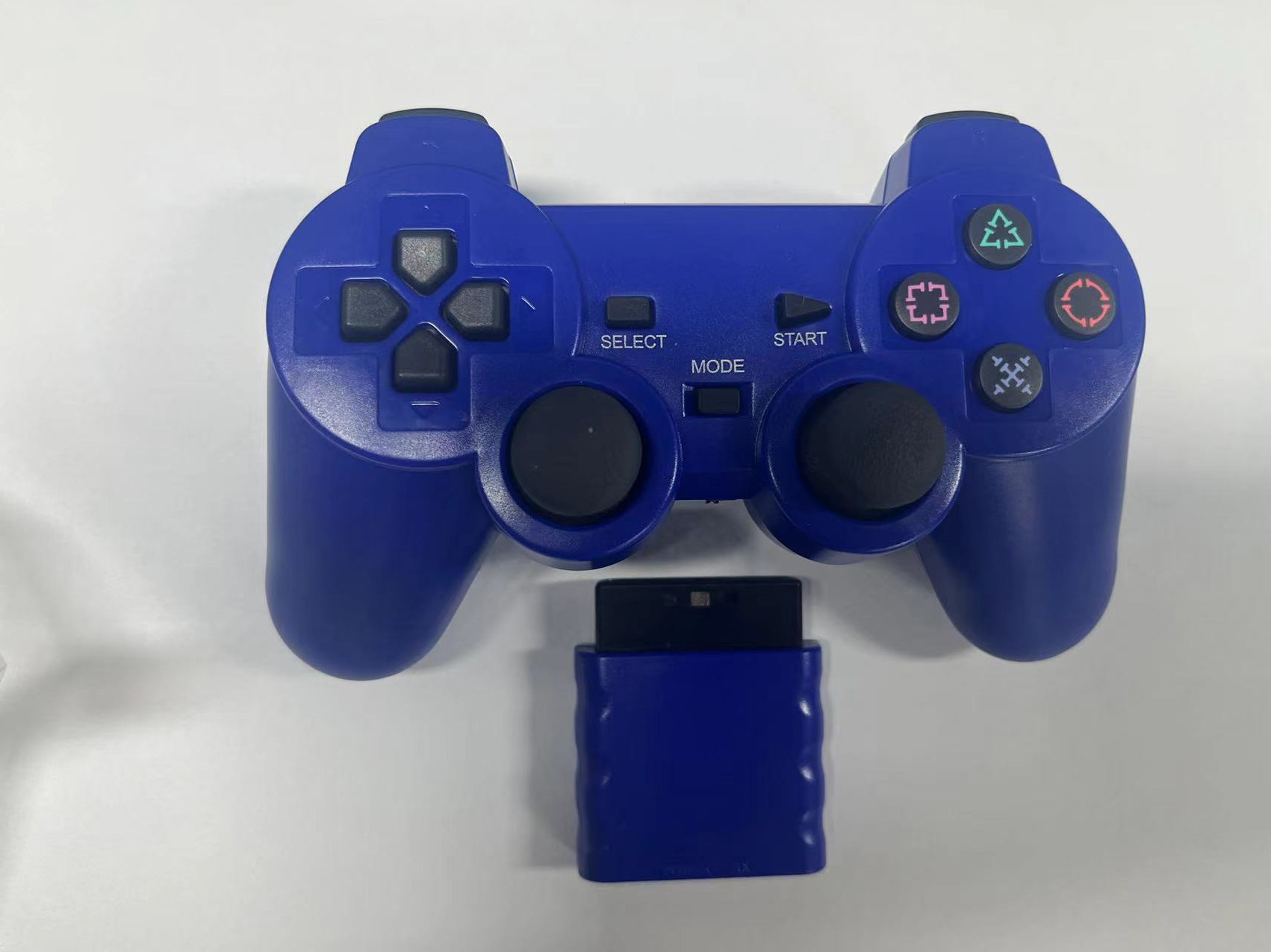 Controlador inalámbrico transfronterizo de 2.4g para PS2, vibración dual, transparente, colorido, controlador de juegos P2, tecla de copo de nieve, fábrica en stock