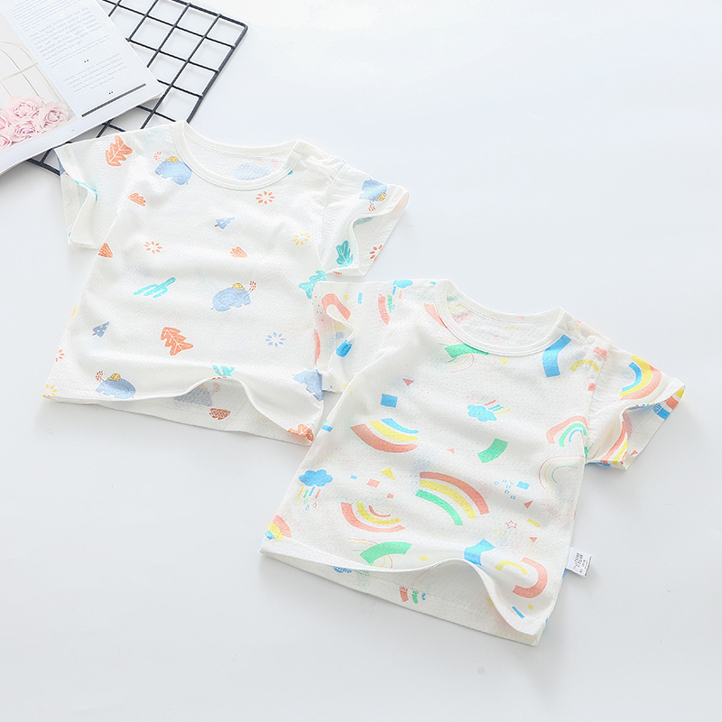 Baby Short-Sleeved T-Shirt Summer Baby Top Pure Cotton 0-4 Years Old Children's Summer Clothing Boys and Girls Half-Sleeved Bottoming Shirt Trbottomy