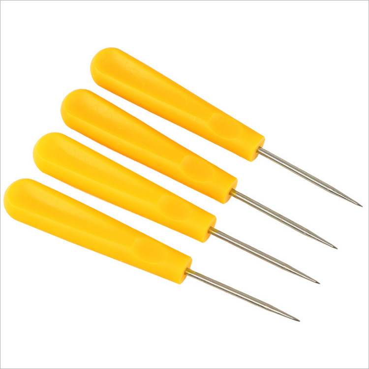 14號錐子 塑料尖錐 DIY手工優質錐針穿孔千枚通 黃色塑料手柄錐子