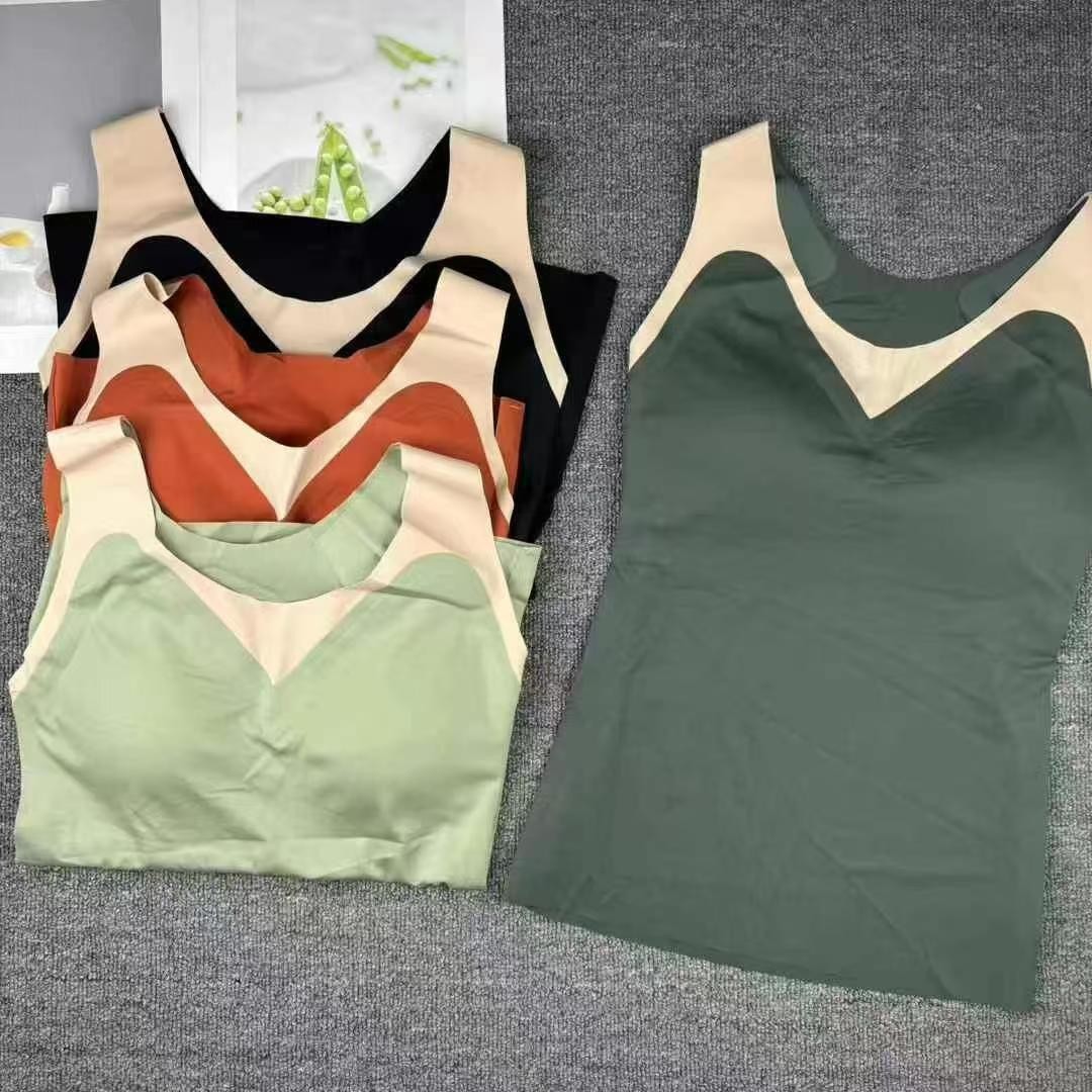 9895 # nueva temporada delgada chaleco largo sexy con ropa interior base con cojín de pecho fijo sin marcas en el uso exterior