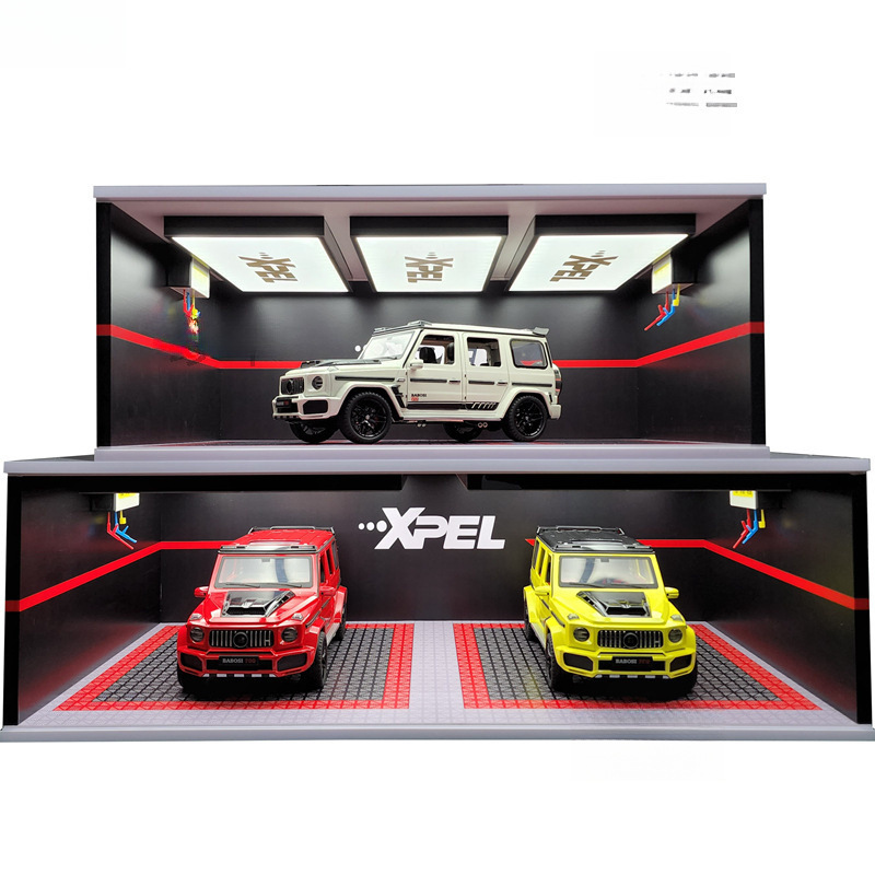 1:18 Car Model Toy Parking Space Underground Garage Car Parking Model Scene Dust-Proof Display Box Storage Cabinet