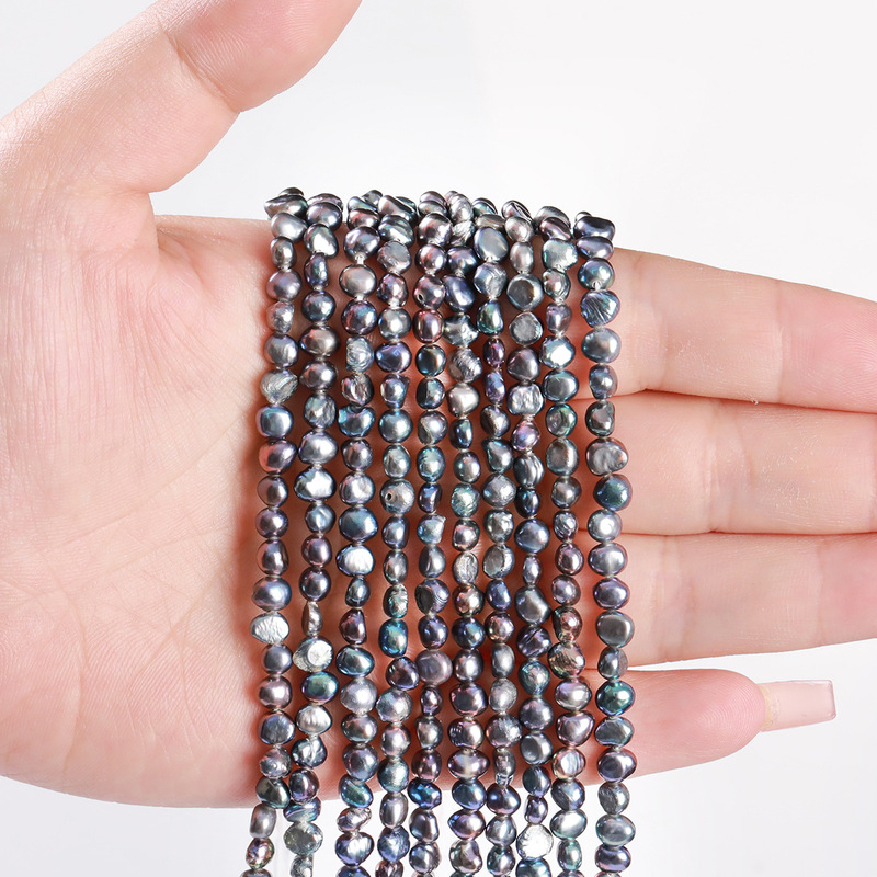 Jingde ジュエリーナチュラルブラック水平穴両面光淡水真珠 diy ネックレス半完成アクセサリー材料卸売|undefined