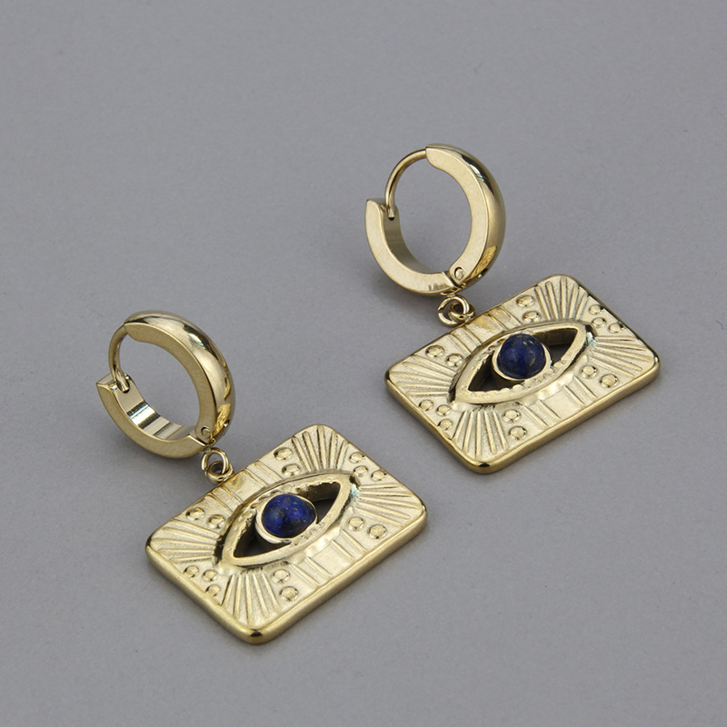 Simple Style Eye Titanium Steel Earrings Necklace Hollow Out Stainless Steel Necklaces