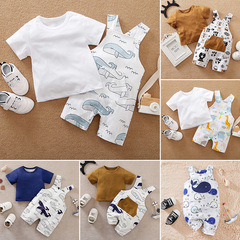 Summer Baby Sling Pajama Set, Instagram Style Baby Clothes, Thin Children's Short Sleeve 2-Piece Outfit, Cross-border Shipping