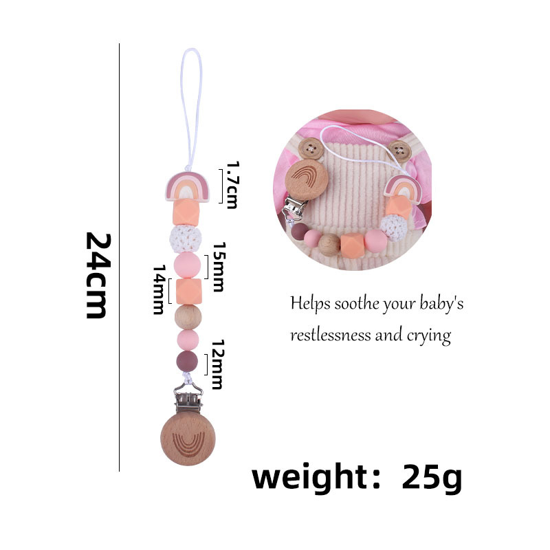 El comercio exterior bebé suministros arco iris de silicona chupete cadena de dibujos animados de haya arco iris chupete clip anti-caída de la cadena de Amazon nuevo