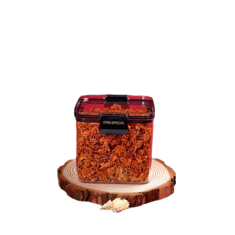 Tanque de almacenamiento de cocina de plástico cuadrado sellado tanque de granos a prueba de humedad frutas secas bocadillos caja de almacenamiento transparente
