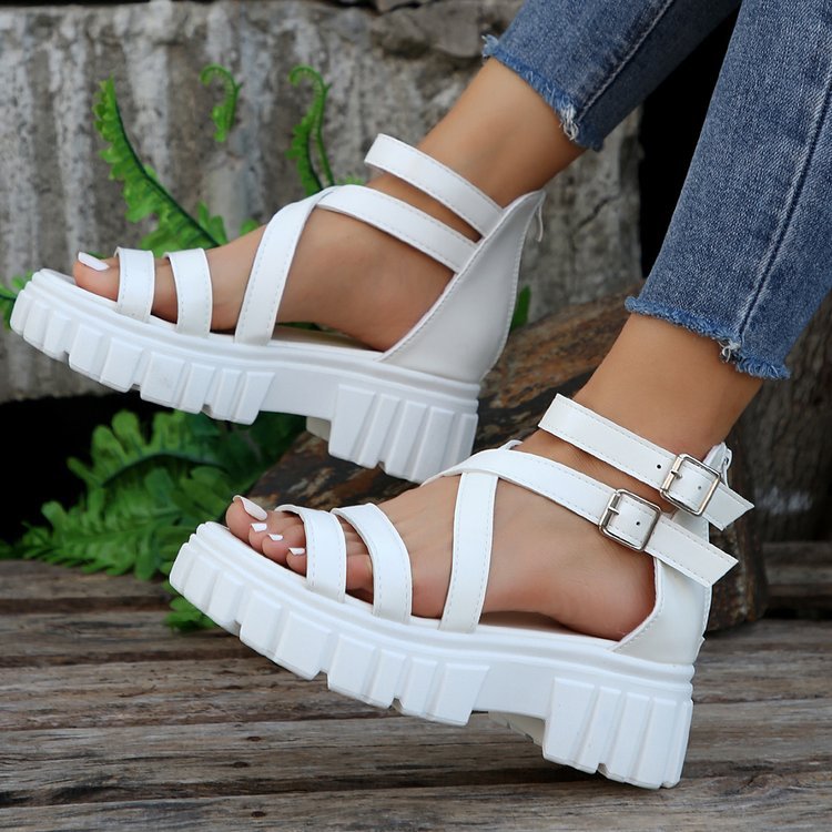 Women's Roman Style Solid Color Round Toe Roman Sandals display picture 1