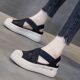 Summer and Autumn 2025 Platform Platform Lace Lazy Slip-on Lofu Sandals Breathable Mesh Surface Hollow Fisherman Shoes for Women