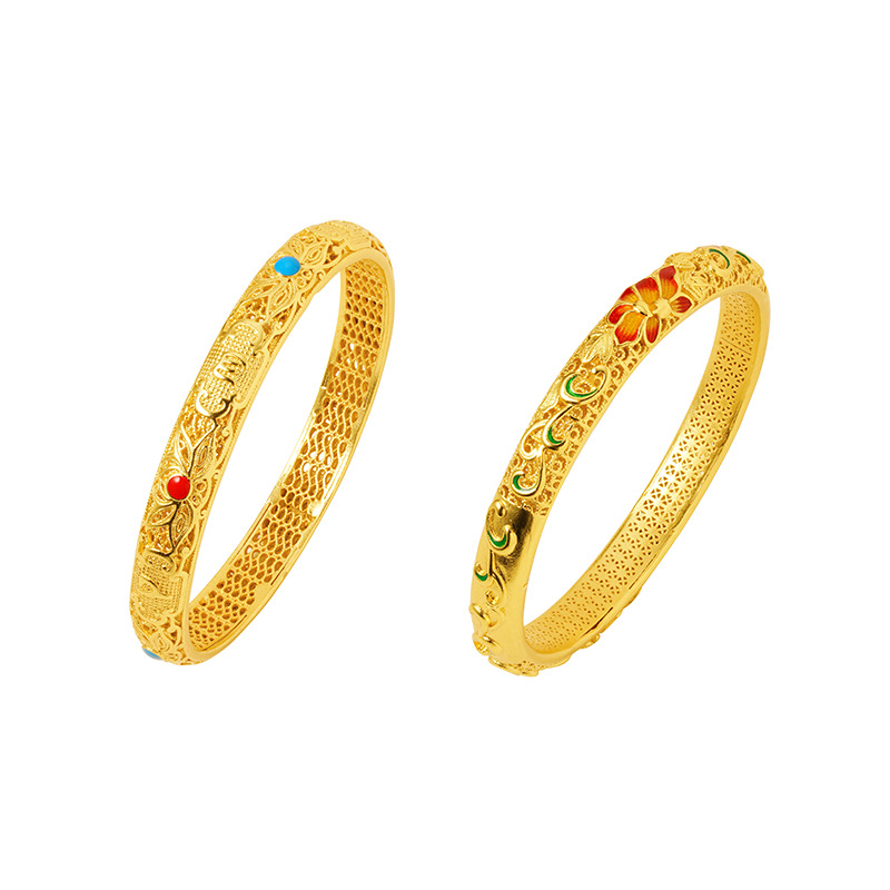 Vietnam oro hueco hebilla pulsera Lotus Plum Blossom corte patrón de las mujeres temperamento retro fábrica al por mayor