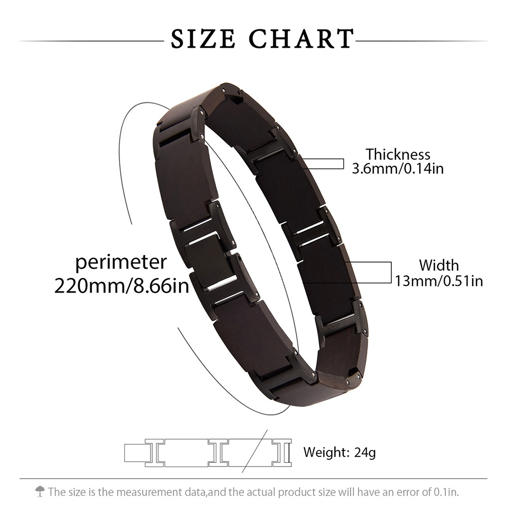 27g Weight Bracelets Classification Wood Chain Material 1 Piece Quantity Daily, Street Occasion Wood Material Geometric Pattern Men's Gender Vintage Style, Simple Style Style Men's Vintage Style Simple Style Bracelets Geometric Wood Men's Chain Bracelets 8