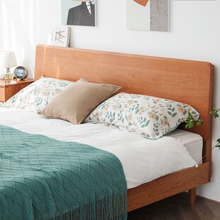 Island Solid Wood Bed Modern Simple Master Bedroom Japanese Bed Cherry Wood Tatami 1.8 m Nordic Double Bed