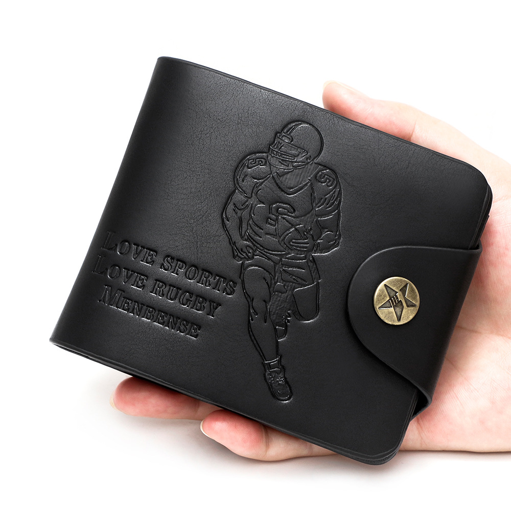 Amazon cross-border rugby caliente relieve cartera multi-tarjeta hombre corto hebilla bolsa de dólar fuente