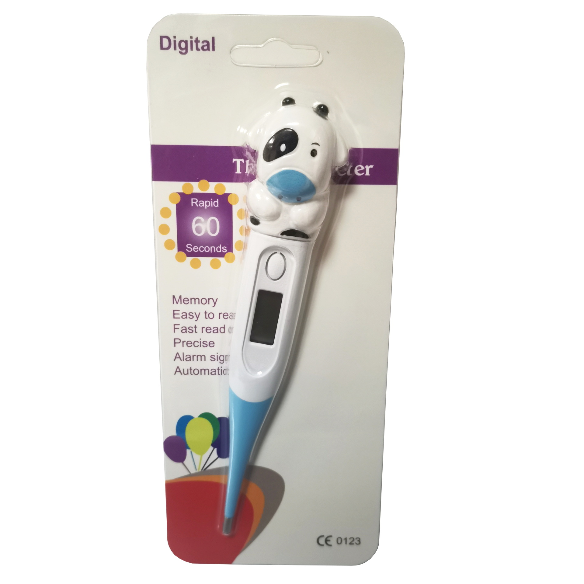 Cartoon soft head light blue dairy cow (English plug -in card)