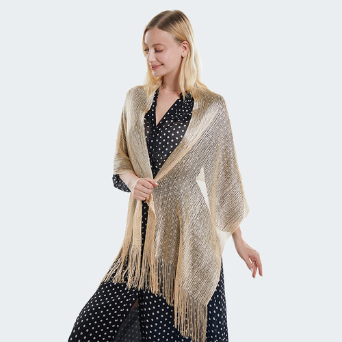 Year-round European and American-style sexy flat long beard solid-color sun-protection shawl scarf | Fashionable women's split-end scarf