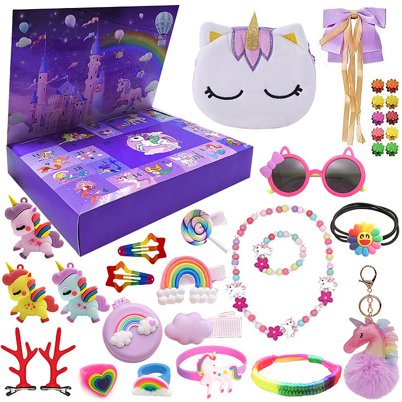 2023 Navidad cuenta atrás caja de montaje bloques construcción descompresión joyería unicornio chica juguete niños y niñas regalo