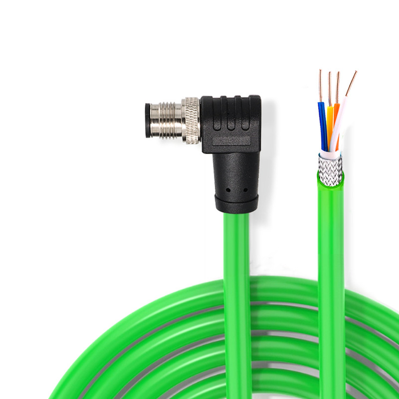 M12 Ethernet Connector with Cable, Circular Electrical Wire, 4-Core, for Processing Machinery, Male and Female Aviation Plug