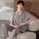Pajamas Men's Summer Short-sleeved Trousers Spring and Summer Thin Lycra Cotton Pull-up Cotton Dad's Simple Home Clothes suit