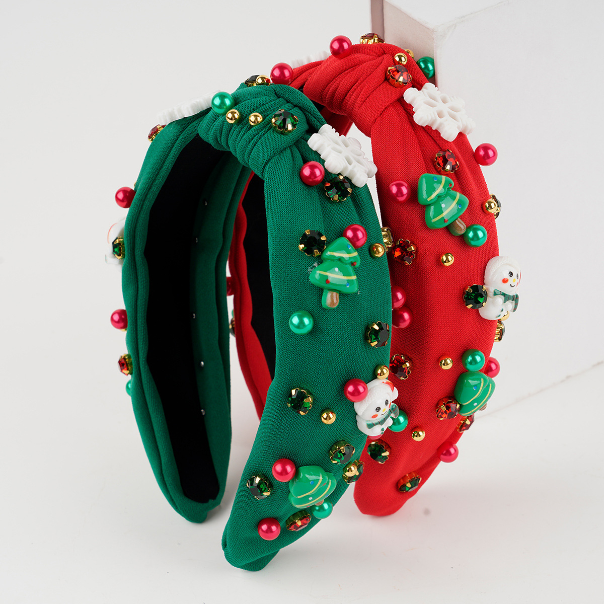 Kerst haarband met knoop versierd met strass en parels_voghion.com