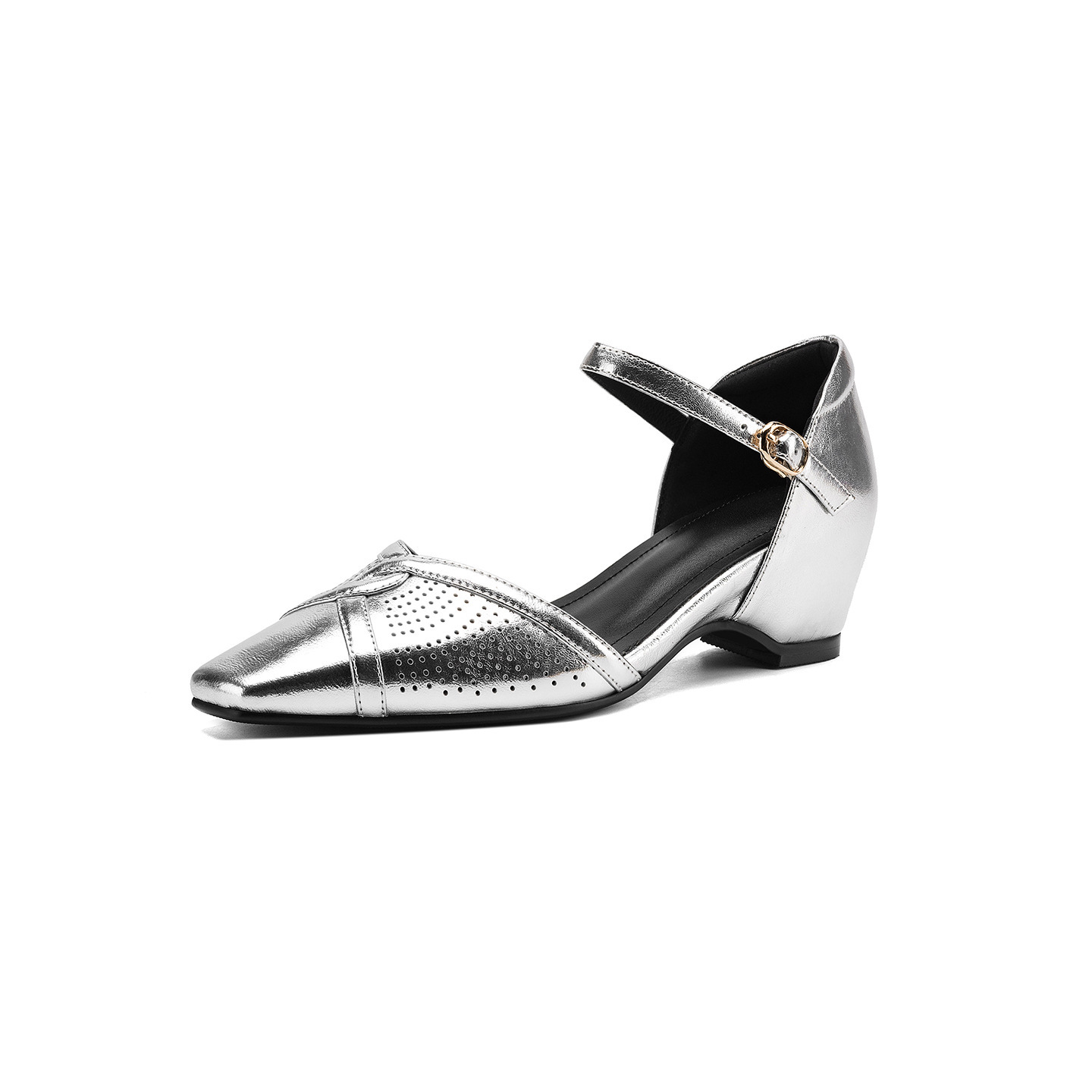 Sandal cao gót nữ quai ngang mũi vuông kiểu Pháp, gót thô ổn định — đen chi tiết 27
